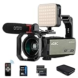 ORDRO AX65 Camcorder 4K Video Camera Live Stream for YouTube Vlogging 12x Optical Zoom 3.5 Inch IPS Screen 1080P 60fps Recording with Handheld Stabiliser