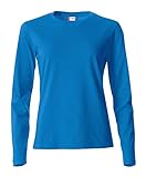 Clique - T-Shirt mit langen Ärmeln und Rundhalsausschnitt für Damen Basic-T L/S Damen aus Jersey, Slim-Fit, in verschiedenen Größen und Farben, Königsblau, Large