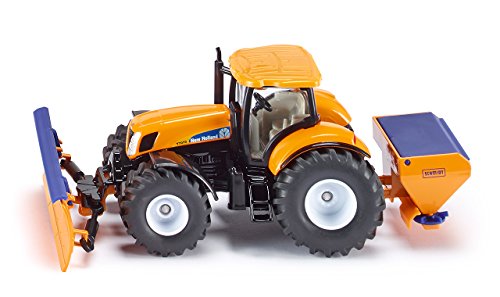 siku 2940, Traktor mit Räumschild und Streuer, Winterdienst, 1:50, Metall/Kunststoff, Orange/Blau, Abnehmbare Anbaugeräte