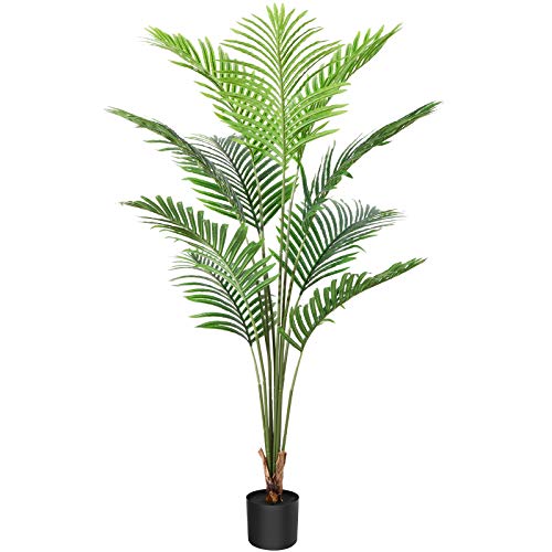 CROSOFMI Kunstpflanze Palmen 150 cm Plastik Künstliche Pflanze Groß Areca Palme im Topf Wohnzimmer Balkon Schlafzimmer Grün Deko (1 Pack)