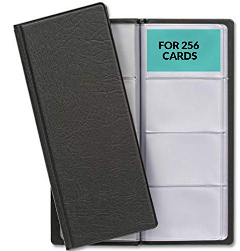 Visitenkarten Aufbewahrung für 256 Karten - Platzsparende Visitenkartenmappe für Büro - Visitenkartenetui schwarz