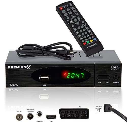 PremiumX Kabel Receiver DVB-C FTA 530C Digital FullHD TV | Auto Installation USB Mediaplayer SCART HDMI | Kabelfernsehen für jeden Kabel-Anbieter geeignet