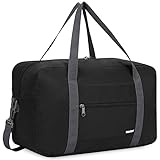 Ryanair Handgepäck 40x20x25cm Handgepäck Tasche für Flugzeug Reisetasche Klein Faltbare Sporttasche Weekender Handgepäck Koffer für Herren und Damen von WANDF (Schwarz 20L mit Schultergurt)