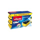 Vileda Glitzi Plus Topfreiniger, Spülschwamm für die Küche, Schwamm mit antibakterieller Wirkung, saugstark, 9 stück (1er Pack)