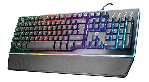 Trust GXT Halbmechanische LED Gaming Tastatur (Deutsches QWERTZ Layout, RGB-Beleuchtung, Anti-Ghosting)