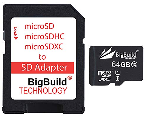 BigBuild Technology 64GB Ultra schnelle 80MB/s Klasse 10 MicroSD Speicherkarte für Sony HDR-PJ410 Camcorder, SD Adapter ist im Lieferumfang enthalten