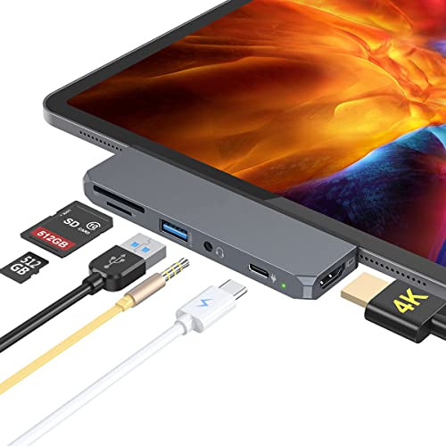 USB C Hub HDMI USB C Adapter, mit 4K 30Hz HDMI-Anschluss, PD-Aufladung, 3,5-mm-Kopfhöreranschluss, USB 3.0-Anschlüsse, SD / TF-Kartenleser, Geeignet für IPad Pro, MacBook