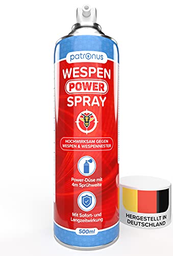 Wespen Power Spray 500ml gegen Wespen & Wespennester - Wespenspray mit 4 Meter Power-Düse sowie Sofort- & Langzeitwirkung - hochwirksam aus deutscher Produktion
