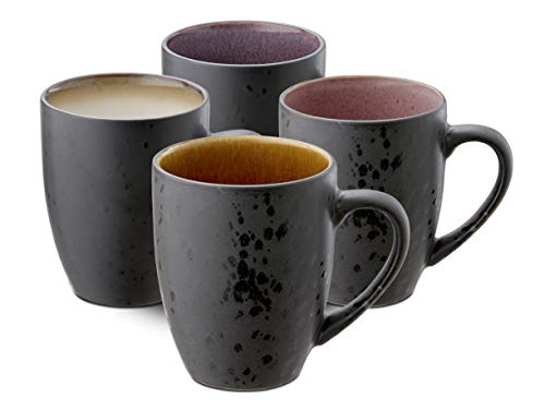 BITZ Kaffee-Becher, Tassen aus Steinzeug, Kaffeetassen mit Henkel, im Set (4 Stück), zweifarbig, 30 cl