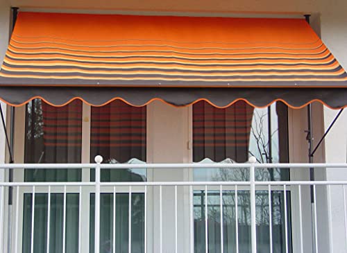 Angerer Klemmmarkise - Markise für Sonnenschutz - Montage ohne Bohren und Dübeln - ideale Balkonmarkise für Mietwohnungen (400, orange-braun)