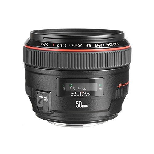 Canon Objektiv EF 50mm F1.2L USM für EOS (Festbrennweite, 72mm Filtergewinde, Autofokus), schwarz