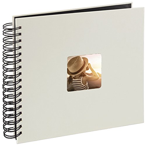 Hama Fotoalbum 28x24 cm (Spiral-Album mit 50 schwarzen Seiten, Fotobuch mit Pergamin-Trennblättern, Album zum Einkleben und Selbstgestalten) kreide
