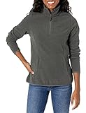 Amazon Essentials Damen Langärmelige Pulloverjacke aus Polarfleece mit Viertelreißverschluss, Klassischer Schnitt-Auslauffarben, Kohlegrau Meliert, S