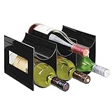 mDesign praktisches Wein- und Flaschenregal – Weinregal Kunststoff für bis zu 6 Flaschen – freistehendes Regal für Weinflaschen oder andere Getränke – schwarz