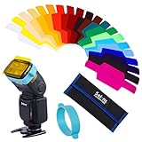 Selens SE-CG20 20 Stück Speedlite Farbfolien Blitz Gele für Kamera Speedlite(Inklusiv 20 Farbefolien, Ein Band und Eine Tasche)