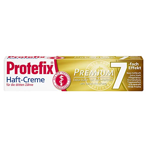 Protefix Haft-Creme PREMIUM mit 7-fach EFFEKT – Haft-Creme für Zahnprothesen für mehr Sicherheit den ganzen Tag – 1 x 47g