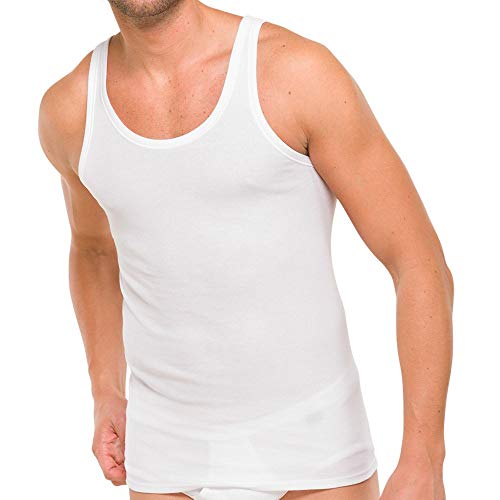 Schiesser Herren Unterhemd - 4er Pack - Essentials - Cotton Feinripp - Unterhemden aus 100% supergekämmter Baumwolle - Kochfest bis 95 Grad - Farbe Weiß - Größe M