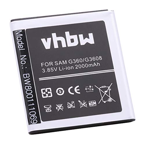 vhbw Li-Ion Akku 2000mAh (3.7V) kompatibel mit Handy Smartphone Telefon Samsung Galaxy Core Prime Value Edition, J2, J2 Duos Ersatz für EB-BG360CBC, u.a.