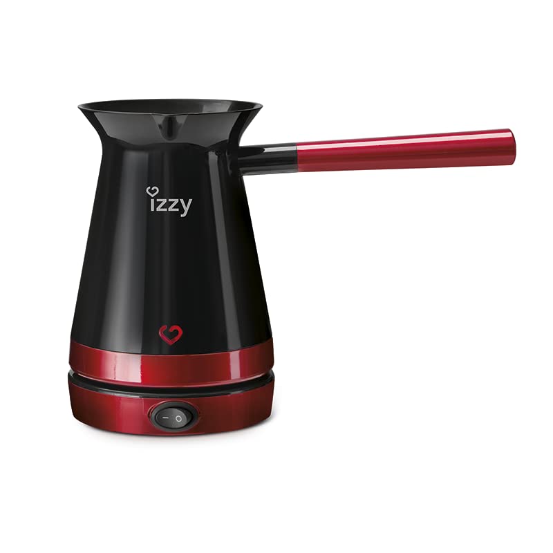 izzy Elektrische Kaffeekocher Milano, türkischer-griechischer Kaffeekanne 250ml elektrischer Wasserkocher für Mocca & Tee, 650W (schwarz/rot)