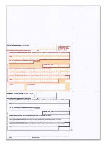 bits&paper BP0257 SEPA-Überweisung/Zahlschein (250 Blatt, A4, bankneutral) Überweisung mt Quittung