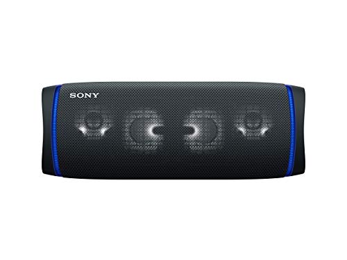 Sony SRS-XB43 tragbarer, kabelloser Bluetooth Lautsprecher (Mehrfarbige Lichtleiste, Lautsprecherbeleuchtung, wasserabweisend, Extra Bass), schwarz