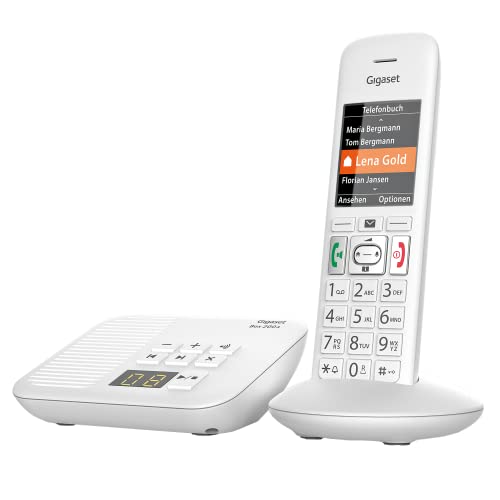 Gigaset E370A - Schnurloses Seniorentelefon mit Anrufbeantworter - großes Farbdisplay - SOS-Notruffunktion mit 4 Rufnummern - Verstärker-Funktion für extra lautes Hören - großes Adressbuch, weiß