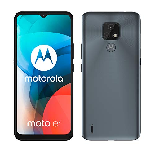 moto e7 Dual-SIM Smartphone (6,5'-Max Vision-HD+-Display, 48-MP-Dual-Kamerasystem, 32 GB/2 GB, Android 10) Grau inkl. Schutzcover