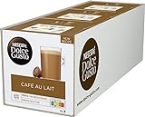 NESCAFÉ Dolce Gusto Café au Lait 48 Kaffeekapseln (ausgewählte Robusta Bohnen, Leichter Kaffeegenuss mit cremigem Milchschaum, Schnelle Zubereitung, Aromaversiegelte Kapseln) 3er Pack (3 x 16 Kapseln)