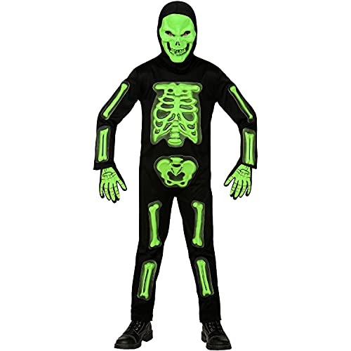 Widmann - Kinderkostüm 3D Skelett, Overall, Maske mit Kapuze, Handschuhe, Sensenmann, Motto-Party, Karneval, Halloween