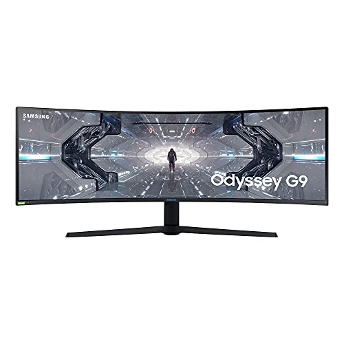 Samsung Odyssey G9 Curved Gaming Monitor C49G93TSSR, 49 Zoll, QLED, DQHD-Auflösung, AMD FreeSync Premium Pro, G-Sync kompatibel, Reaktionszeit 1 ms, Krümmung 1000R, Bildwiederholrate 240 Hz, Schwarz