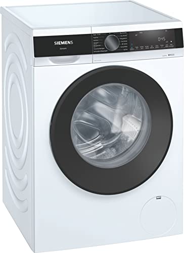 Siemens WG56G2M40 iQ500 Waschmaschine, 10 kg, 1600 UpM, Antiflecken-System entfernt 4 Fleckenarten, Outdoor-Programm Schonende Reinigung, speedPack L Beschleunigen Sie Ihre Programme Weiß