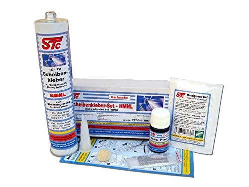 STC Scheibenkleber HMNL Set 310 ml Kartusche inkl. Zubehör zum Einbau von Windschutzscheiben Heckscheiben Scheibenreparatur