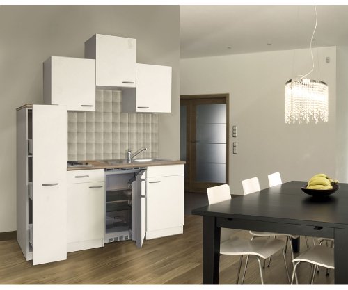 respekta Single Küche Küchenzeile Küchenblock 180 cm weiß weiß KB180WW
