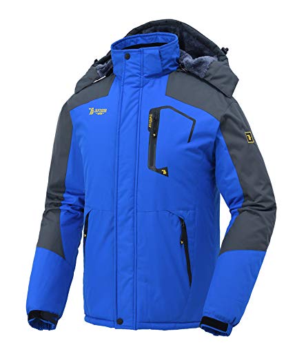 donhobo Softshelljacken Herren Gefüttert Funktionsjacke Wasserdicht Atmungsaktiv Wandern Mantel Outdoor Jacke Winter Skijacke Blau L