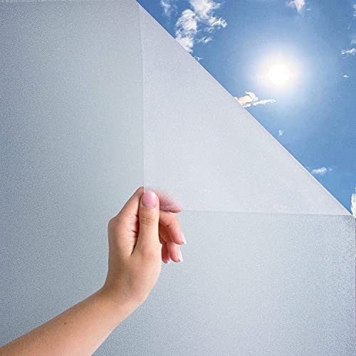 MARAPON Fensterfolie selbsthaftend Blickdicht [90x200 cm] inkl. eBook mit Profitipps - Sichtschutzfolie Anti-UV mit statischer Haftung - Milchglasfolie