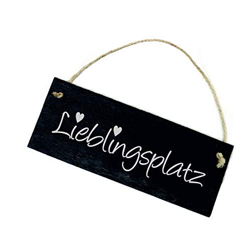 Schiefertafel Lieblingsplatz - Schild mit Herzen - Türschild 22 x 8 cm | Dekolando