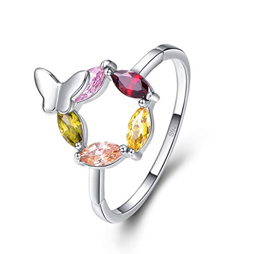 YAZILIND Fashion Delicate Jewelry Schmetterling Ring Rosa Topas Peridot Citrin Granat Quarz Birthstone Solitaire Ring 18.8