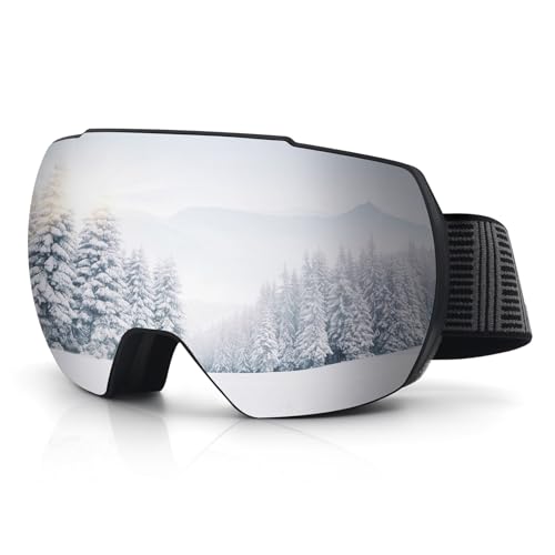 DUDUKING Skibrille Snowboard Brille für Herren Damen Erwachsene Jugendliche,Skibrillen OTG UV-Schutz Kompatibler Helm Anti Fog Skibrillen Sphärisch Verspiegelt