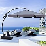 Grand patio Ampelschirm mit Schirmständer, Sonnenschirm 300cm Mit praktischer Handkurbel, Leicht zu Bewegendes Rad, Gartenschirm für Garten, Balkon, Terrass (Grau)