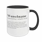 Arbeitskollege Tasse mit Wunsch-Name und Spruch Definition - Kaffeetasse im Wörterbuch-Stil / schwarz, personalisiert