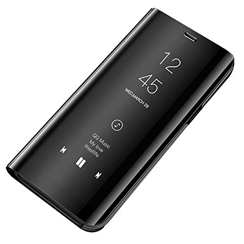 Galaxy S7 Hülle, Galaxy S7 Edge Handyhülle Clear View Mirror Case Spiegel Schutzhülle Leder Flip Case Cover Bumper für Samsung Galaxy S7 Handy Tasche Hülle für S7/S7 edge (Galaxy s7, 1 Schwarz)