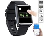 Newgen Medicals Fitnessuhr mit EKG: Fitness-Uhr mit Blutdruckanzeige, Bluetooth, Touchdisplay, IP68 (Smartwatch mit EKG, Fitness Armbanduhr, Senior Handy)