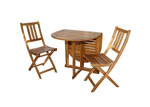 SAM 3-TLG. Gartengruppe Pablo, 1 x Tisch 120x70 cm + 2 x Stuhl, klappbar, Balkongruppe Akazien-Holz