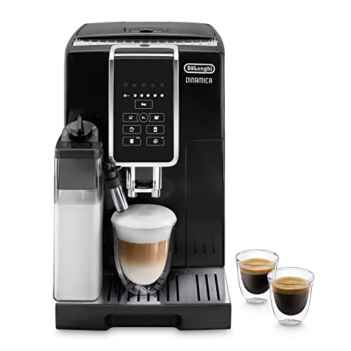 De'Longhi Dinamica ECAM 350.50.B Kaffeevollautomat mit LatteCrema Milchsystem, Cappuccino, Espresso & Kaffee auf Knopfdruck, 2-Tassen-Funktion, Großer 1,8 L Wassertank, schwarz