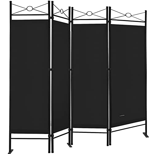 Deuba Paravent Lucca 180x160 cm Verstellbar Faltbar Stabil 4 teilig Indoor Trennwand Raumteiler Spanische Wand Schwarz