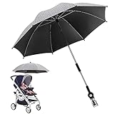 Dihope Kinderwagen Regenschirm Buggy Universal Sonnenschirm für Kinderwagen 50+ UV Sonnenschutz für Babys und Kleinkinder undurchsichtig Regenschirmgriff verstellbar (Grau, Durchmesser 85cm)