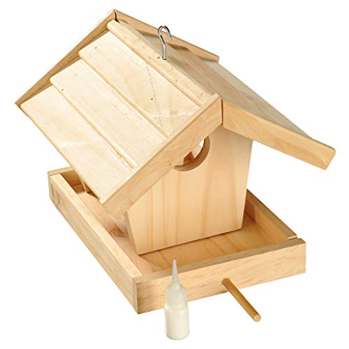 Wiemann Lehrmittel Futterhaus für Vögel - Bausatz für Kinder aus unbehandeltem Holz mit kindgerechtem Holzhammer, Leim und Dübeln