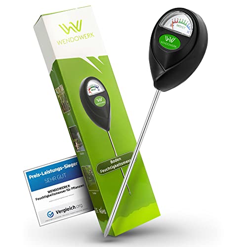 WENDOWERK® Boden Feuchtigkeitsmesser für Pflanzen - [Grün/Schwarz] - Ohne Batterien - Verbessertes Feuchtigkeitsmessgerät Pflanzen [2023] – Premium Bodentester