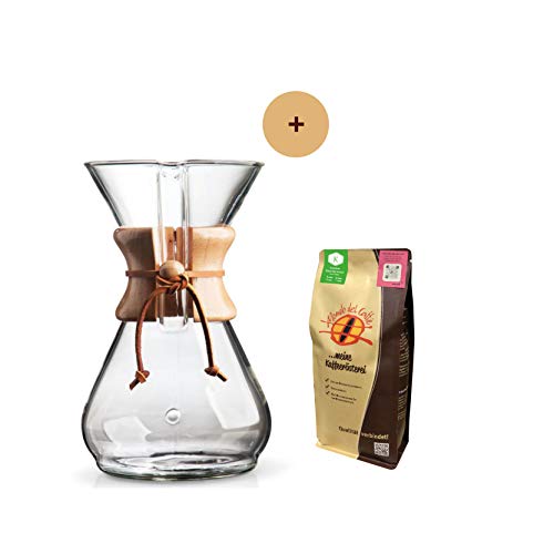 Chemex Karaffe für 8 Tassen (1200 ml) Aktionspaket mit 250 gr. Filterkaffee von der Kaffeerösterei Mondo del Caffè