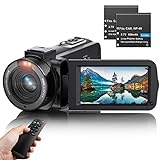 PEAWOLCY Videokamera Camcorder FHD 1080P 36MP 30FPS Vlogging Kamera für YouTube 3.0'' Drehbarer IPS Bildschirm 16X Digitalzoom IR Nachtsicht Digitalkamera mit Fernbedienung und 2 Batterien